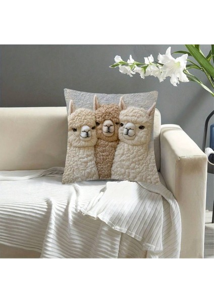 Sevimli Alpaka Yastık Kılıfı, Yumuşak Kısa Peluş Kanepe Minderi Kılıfı, Araba Başucu Dekoratif Minder Kılıfı 2 Adet (Yurt Dışından) indirimleri