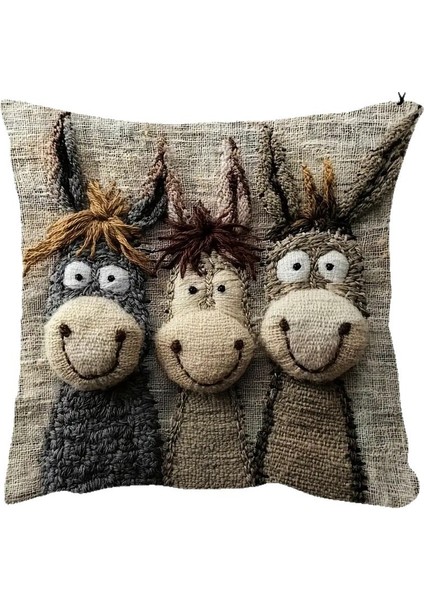 Sevimli Gülümseyen Eşek Yastık Kılıfı, Kanepe Minder Kılıfı, Yumuşak Kısa Peluş Yastık Kılıfı, Yatak Odası Başlığı Kılıfı, 2 Parçalı Set (Yurt Dışından)