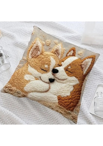 Sevimli Köpek Peluş Yastık Kılıfı, Yatak Minderi Kılıfı, Taklit Örgü Desenli Araba Ofis Koltuğu Minderi, Bel Desteği Kılıfı 2'li Paket (Yurt Dışından) fırsatları