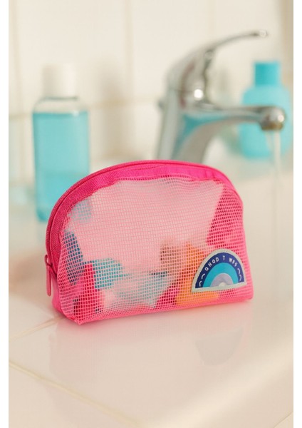 Örgü Makyaj Çantası Pembe modelleri