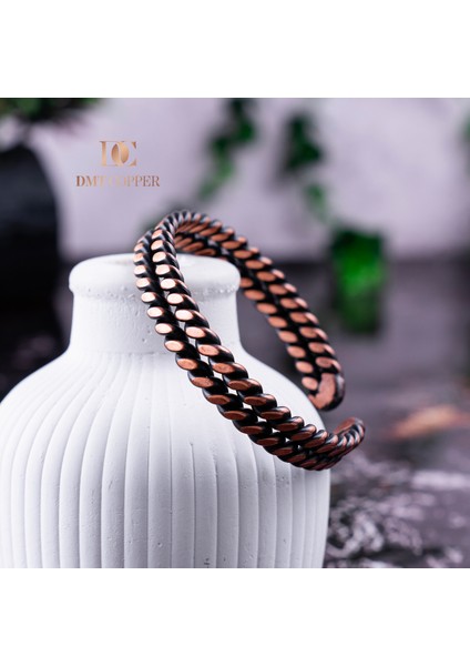 Dmt Copper El Yapımı Şık Tasarım Kalın Dövülmüş Saf Bakır Bilezik Bakır Takı Bilekliği Işıklı Kutulu