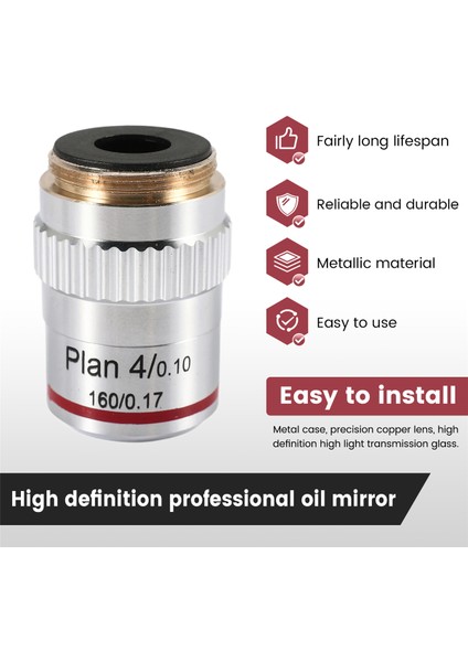 Mikroskop Planı Akromatik Objektif Lens 4x Biyolojik Metalurjik Mikroskop Hedefleri (Yurt Dışından) fırsatları