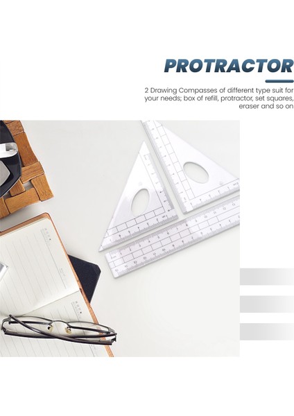 10 Parça Okul Açı Ölçer Seti Matematik ve Mühendislik Için Cetveller, Mavi (Yurt Dışından) indirimleri