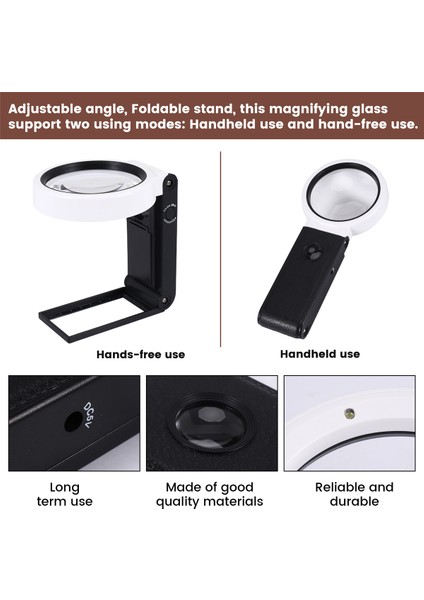 Işık ve Stand ile Büyüteç, Eller Serbest El 6x 25X LED Işıklı Ayarlanabilir Katlanır Büyüteç (Yurt Dışından) fırsatları