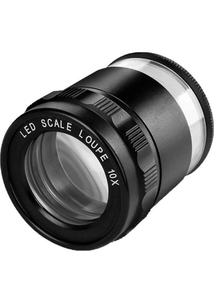LED Ölçek Loupe 10X Işıklı Masaüstü Büyüteç Metal Çıkarılabilir Retikül Kaplamalı Optik Cam Objektif Odaklama Ayarlanabilir B (Yurt Dışından)