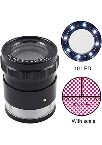 LED Ölçek Loupe 10X Işıklı Masaüstü Büyüteç Metal Çıkarılabilir Retikül Kaplamalı Optik Cam Objektif Odaklama Ayarlanabilir B (Yurt Dışından) indirimleri