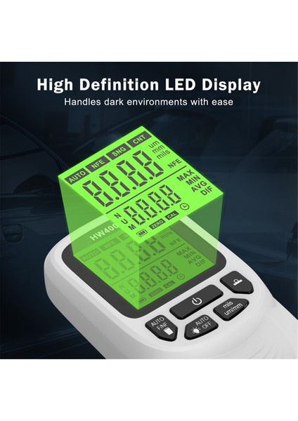 Dijital Araba Boya Kalınlığı Göstergesi HW400S Kaplama Kalınlık Metre Otomotiv Kaplama Ölçüm Cihazı Beyaz (Yurt Dışından) fırsatları