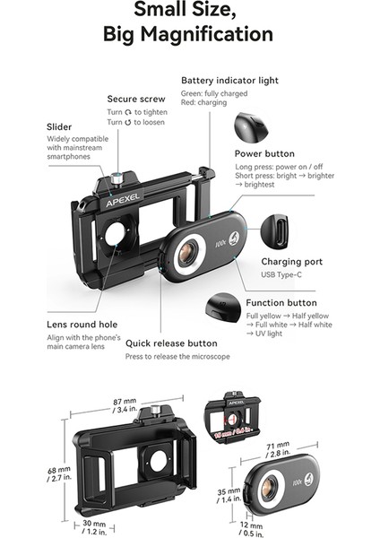 CPL-365 Violet Lambalı Taşınabilir Tanımlama Hd Büyütme Kafa Mikroskobu, Apexel Cepli Telefon Evrensel Mikroskop, A (Yurt Dışından) fırsatları