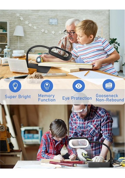 10X Dikdörtgen Büyüteç Işığı ve Stand, Esnek Goopeneck LED Aydınlatmalı Masa Lambası, 5 Renk Modu (Yurt Dışından) fiyatları