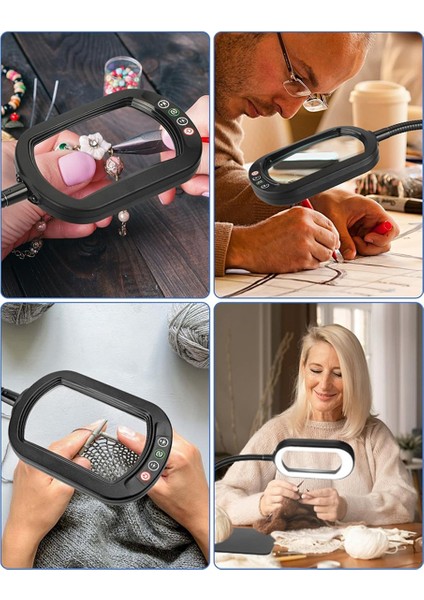 10X Dikdörtgen Büyüteç Işığı ve Stand, Esnek Goopeneck LED Aydınlatmalı Masa Lambası, 5 Renk Modu (Yurt Dışından) modelleri