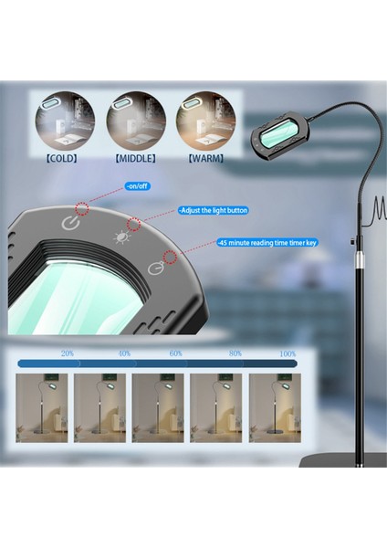 10X Dikdörtgen Büyüteç Işığı ve Stand, Esnek Goopeneck LED Aydınlatmalı Masa Lambası, 5 Renk Modu (Yurt Dışından) indirimleri