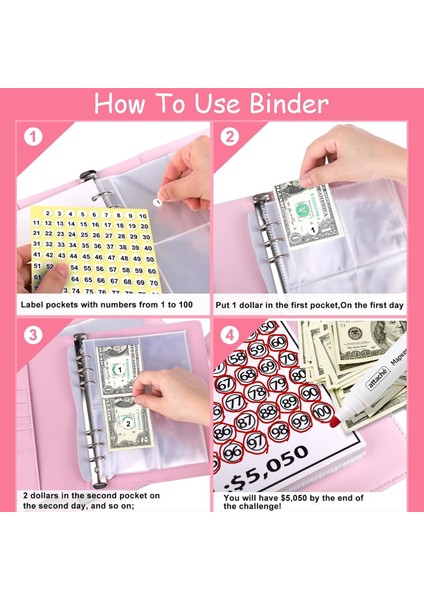 Zarf Mücadelesi Klasörü, 100 Zarf Tasarruf Mücadelesi Pembe (Yurt Dışından) modelleri