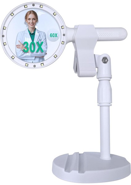 Işık ile Büyüteç, 30 x 60 Kat Şarj Edilebilir Büyük Lens, 12 LED 3 Mod Aydınlatma Büyüteç Yaşlılar Için, Okuma (Yurt Dışından)