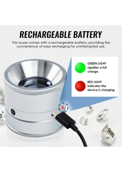 Taş Taşları, Madeni Paralar ve Elmas Için 10X LED Mücevher Loupe Şarj Edilebilir, 30 mm Ölçekli Lens Büyüteçli Cam ve Uv Işığı ile Büyüteç (Yurt Dışından) fırsatları