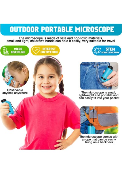 Çocuklar Için Taşınabilir Mikroskop Zoom 60X-180X, Handheld Mini Mikroskop Oyuncak, Kök ve Bilim Oyuncakları, LED Cep Mikroskobu (Yurt Dışından) fırsatları