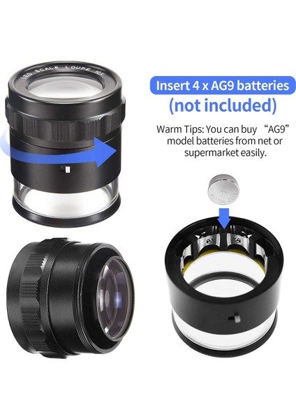 LED Ölçek Loupe 10X Işıklı Masaüstü Büyüteç Metal Çıkarılabilir Retikül Kaplamalı Optik Cam Lens Odağı Ayarlanabilir A (Yurt Dışından) fiyatları