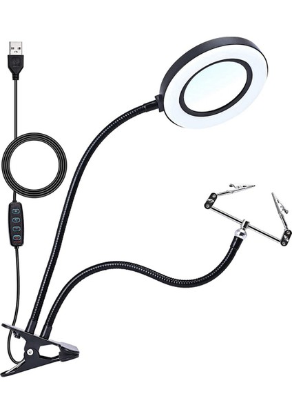 Çok Işlevli Masa Lambası Büyütme Camları LED Işıklar ile Büyütmeye Yardımcı El Lehimleme Loupe Cam Büyüteç Aracı (Yurt Dışından) modelleri