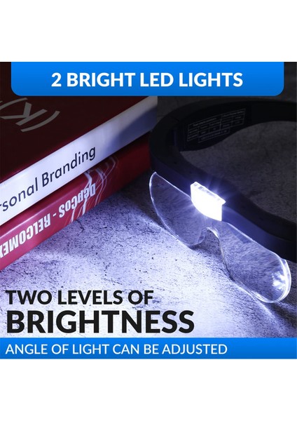 Şarj Edilebilir Büyüteç, Kafa Büyüteç, Okuma Için Gözlük Büyüteç ve 2 LED Işık ve Lens ile Hobiler (Yurt Dışından) fırsatları