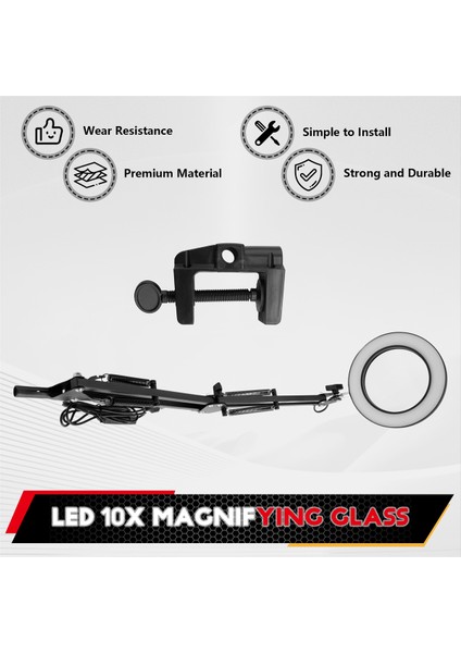 10X Büyüteç Işığı ve Kelepçe ile 3 Renk Modları 10 Parlaklık Ayarlanabilir Büyütme Masa Lambası El Sanatları Okuma Için (Yurt Dışından) indirimleri