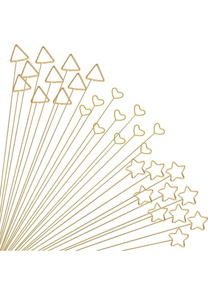 30 Adet Altın Çiçek Kartlık Çubukları, Üçgen, Kalp, Yıldız (Yurt Dışından)