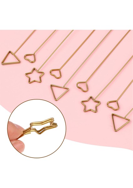 30 Adet Altın Çiçek Kartlık Çubukları, Üçgen, Kalp, Yıldız (Yurt Dışından) modelleri