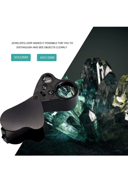 30X 60X Işıklı Kuyumcular Loupe Büyüteç, Katlanabilir Mücevher Büyüteç, Taşlar Için Parlak LED Aydınlatma ile Büyüteç (Yurt Dışından) fırsatları