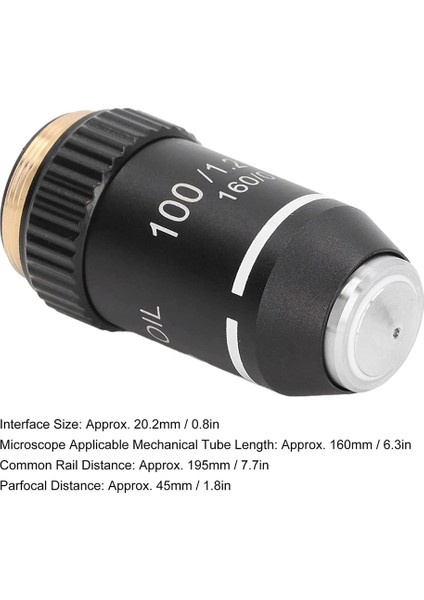 Biyolojik Mikroskop Lens, 195 Akromatik Siyah Objektif Lens 100X Yağ Yüksek Güç Objektif Arayüz 20.2mm Iplik (Yurt Dışından) indirimleri