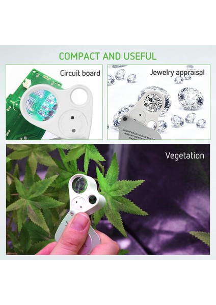 30X 60X Işıklı Kuyumcular Loupe Katlanır Büyüteç, Mücevherler Için LED Işığı ile LED Işık (Yurt Dışından) indirimleri