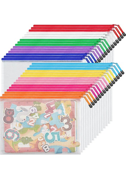 10 Renk Fermuarlı File Belge Çantası A4 Mektup Boyutu File Çanta, 30 Adet (Yurt Dışından)