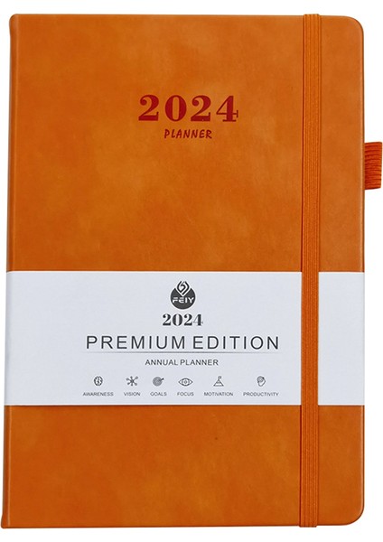2024 Ajanda A5 Ajanda Haftalık Görüntüleme A5 Günlük Planlayıcı Not Defteri Turuncu (Yurt Dışından)