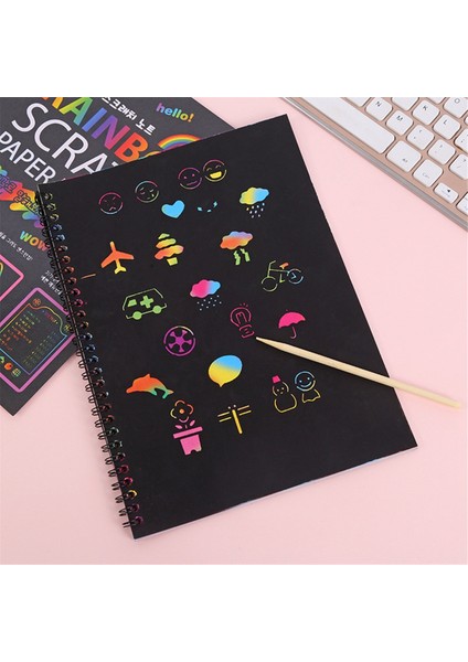 2 Adet Gökkuşağı Çizik Kağıdı Ahşap Çubuklu Çocuk Sanat Kitabı (Yurt Dışından) indirimleri