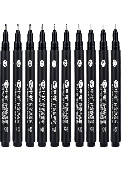 Sipa 8 Adet Siyah Ince Kalemler Mini Liner Fineliner Çizim Kalemleri (Yurt Dışından)