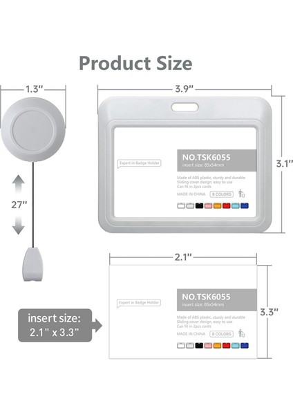Geri Çekilebilir Rozet Tutucular, Plastik Kayar Kimlik Rozeti Tutucu Gri (Yurt Dışından) modelleri