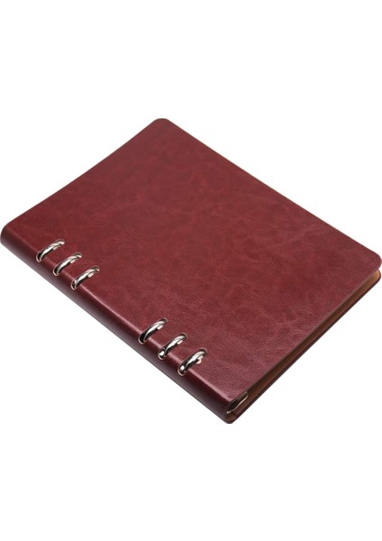 A5 Defter 6 Delikli Pu Deri Kapaklı Defter (Kahverengi) (Yurt Dışından)