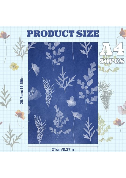 50 Yaprak Sunprint Kağıt Seti Beyaz Mavi Yüksek Hassasiyetli Güneş Kağıdı (Yurt Dışından) fırsatları