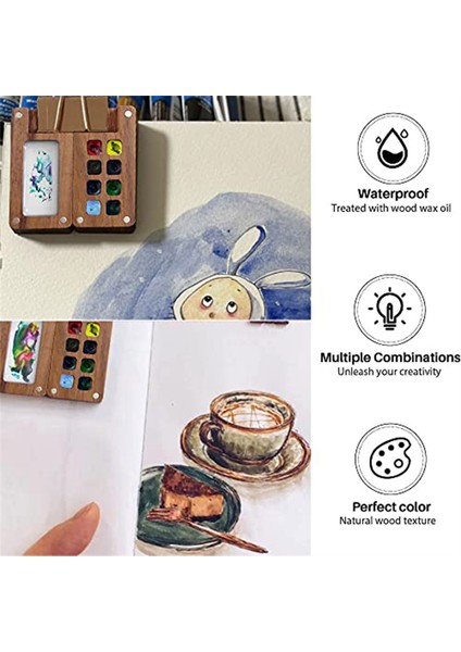 8 Izgara Taşınabilir Eskiz Defteri Paleti, Ahşap Renk Paleti Kutusu (Yurt Dışından) indirimleri