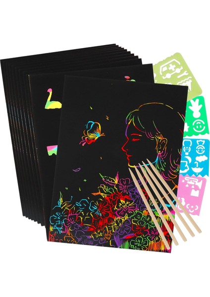 Çizik Kağıt Sanat Seti, Hediyelik Eşyalar Için Siyah El Sanatları Seti (Yurt Dışından)