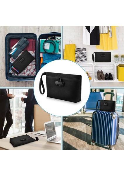 Kilitlenebilir Para Çantası,nakit Kasa Para Çantası,kilitli Aksesuar Çantası,siyah (Yurt Dışından) indirimleri