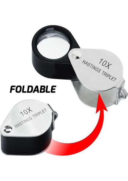 Hastings Triplet Loupe 10X Kuyumcu Loupe ile 16MM Üçlü Lens Katlanabilir Küçük Loupe Büyüteç Taş Büyütme Aracı (Yurt Dışından) modelleri