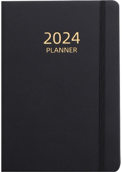 2024 A5 Ingilizce Program Planlayıcısı Lastik Bantlı Defter Siyah (Yurt Dışından)