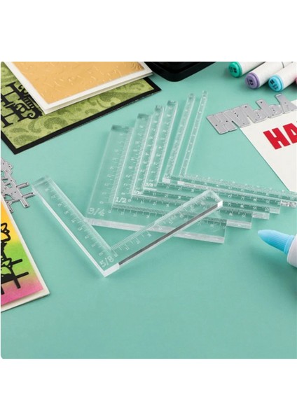 7 Adet/takım Kağıt Kart Köşe Yardımcıları Konumlandırma Araçları Akrilik Cetveller (Yurt Dışından) fiyatları
