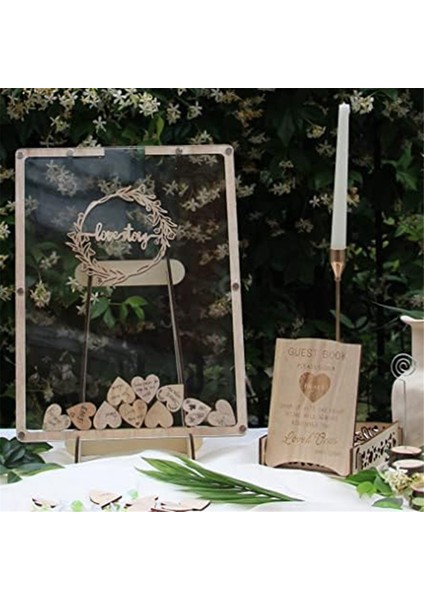 Rustik Düğün Misafir Defteri Alternatifi, 80 Adet Kalp Şeklinde Ahşap Kutu (Yurt Dışından) fiyatları