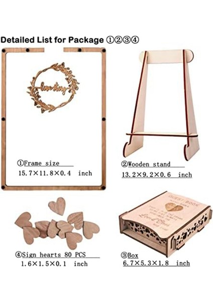 Rustik Düğün Misafir Defteri Alternatifi, 80 Adet Kalp Şeklinde Ahşap Kutu (Yurt Dışından) modelleri