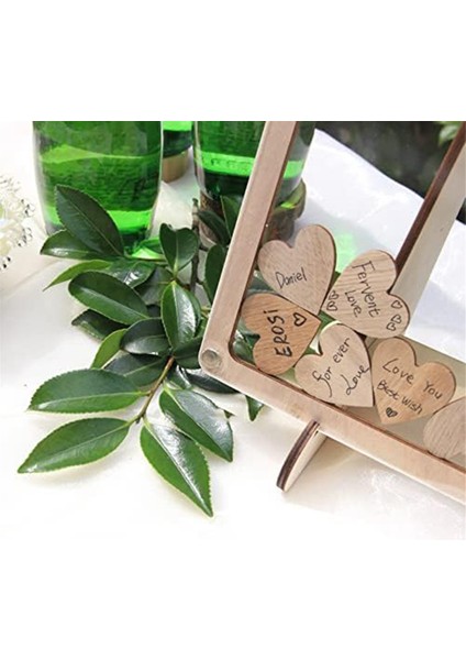 Rustik Düğün Misafir Defteri Alternatifi, 80 Adet Kalp Şeklinde Ahşap Kutu (Yurt Dışından) indirimleri