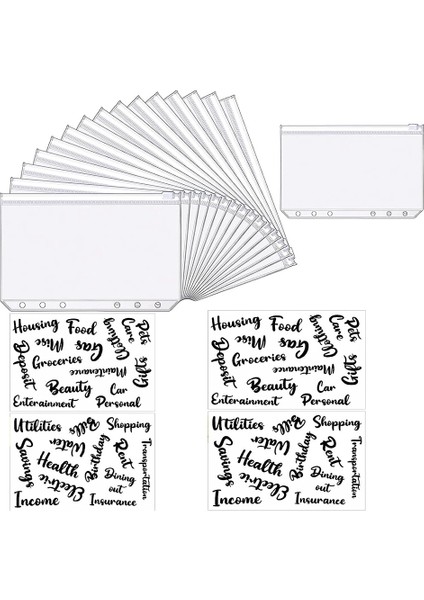 A6 Dosya Cepleri Fermuarlı Dosyalar Nakit Zarf Etiketleri Çıkartmalar (Yurt Dışından)