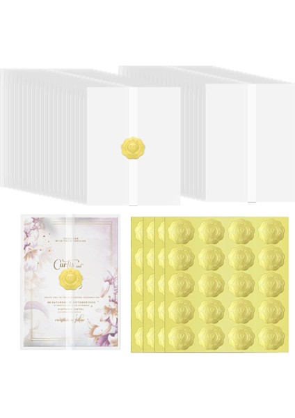 Düğün Davetiyeleri Sarma Seti 100 Adet Önceden Katlanmış Vellum Ceketleri Içerir (Yurt Dışından)