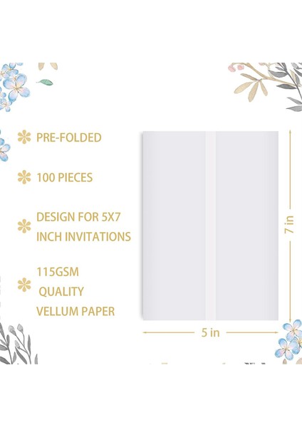 Düğün Davetiyeleri Sarma Seti 100 Adet Önceden Katlanmış Vellum Ceketleri Içerir (Yurt Dışından) fiyatları