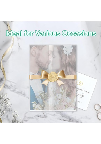 Düğün Davetiyeleri Sarma Seti 100 Adet Önceden Katlanmış Vellum Ceketleri Içerir (Yurt Dışından) fırsatları