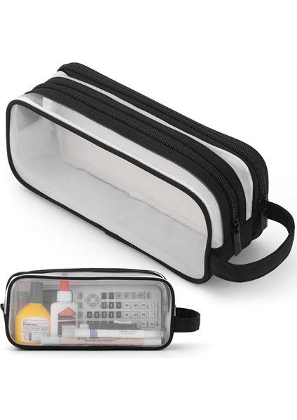 Grid Mesh Kalem Kutusu 2 Bölmeli Kalem Çantaları Öğrenciler Için Siyah (Yurt Dışından) fiyatları