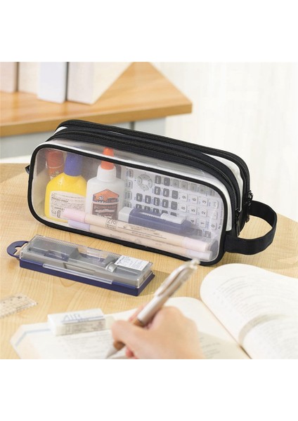 Grid Mesh Kalem Kutusu 2 Bölmeli Kalem Çantaları Öğrenciler Için Siyah (Yurt Dışından) indirimleri